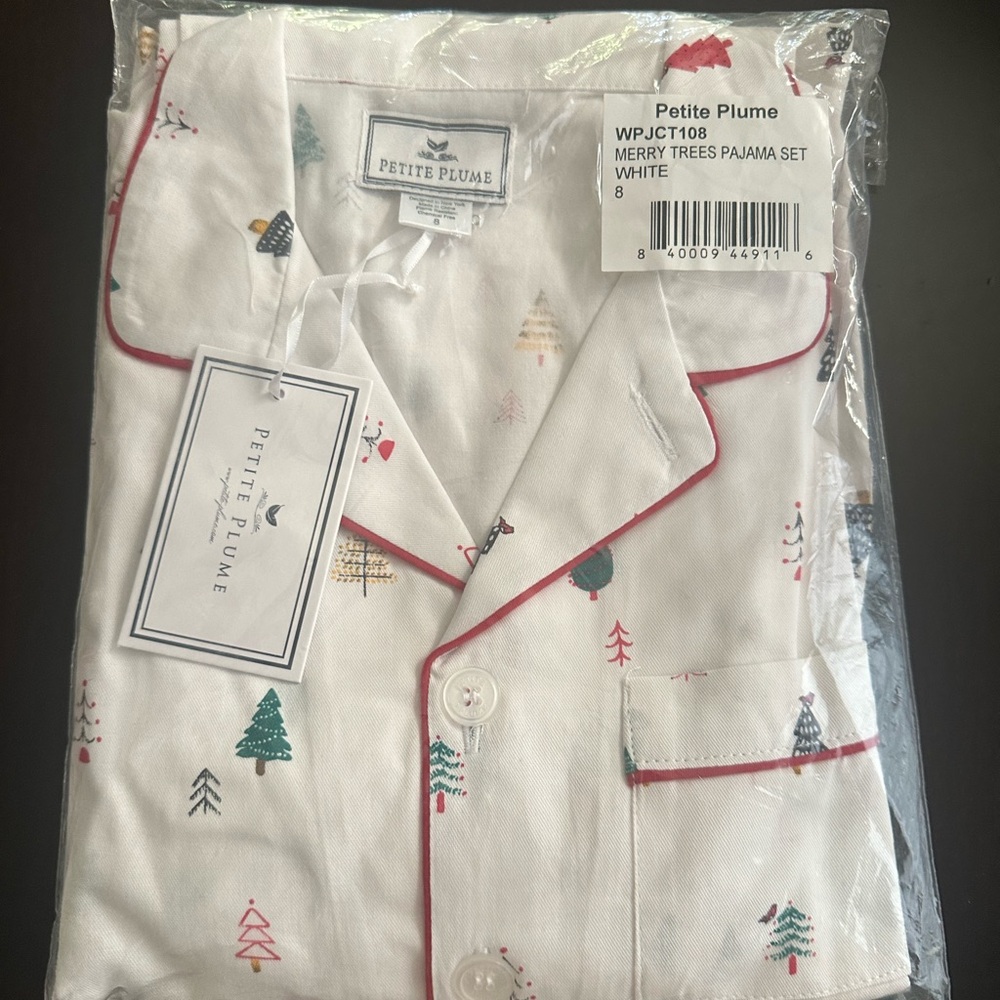 Petite Plume Christmas Kids Pajama Set with Tree Print